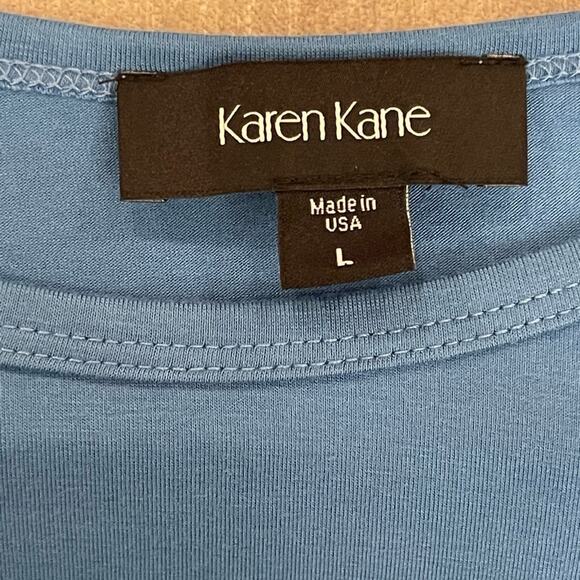 Karen Kane Women's Light Blue Puff Sleeve Scoop Neck Blouse Size Large 🦋💙 - Picture 6 of 12